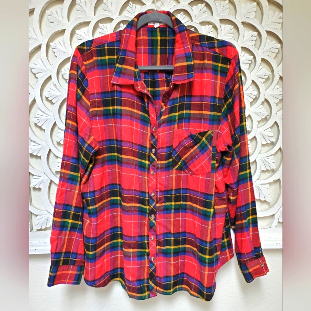 Maurices Sold Out Red Flannel Plaid Top XXL